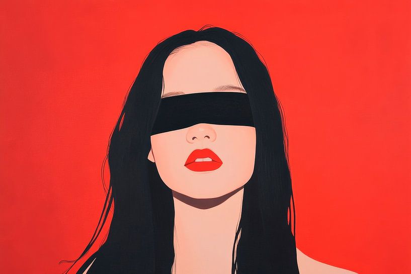 Hidden beauty on a red background by Poster Art Shop