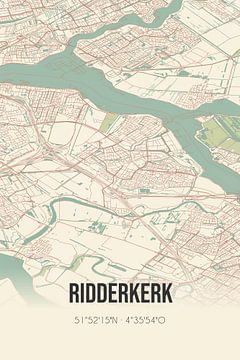 Vintage landkaart van Ridderkerk (Zuid-Holland) van MijnStadsPoster