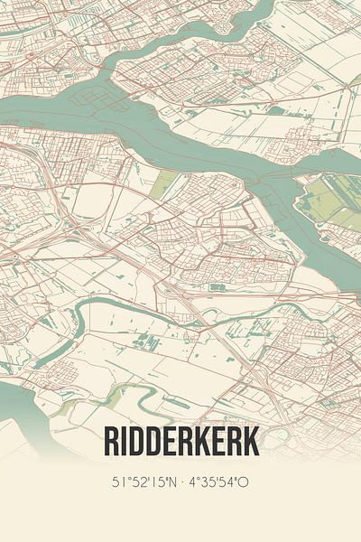 Vintage map of Ridderkerk (South Holland) by Prints of Place