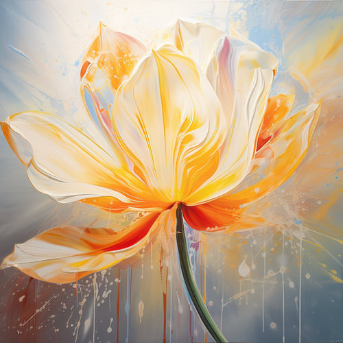 Blooming tulip flower botanical painting