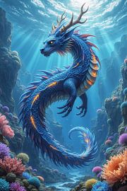 OCEANIXA – Een blauwe waterdraak in een kleurrijk koraalrif van INFERAURUM