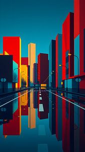 La ville se reflète dans une composition colorée