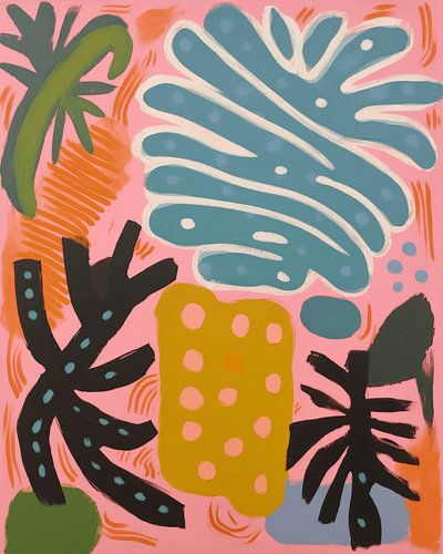 Superbunte abstrakte Malerei mit modernen Formen und Linien