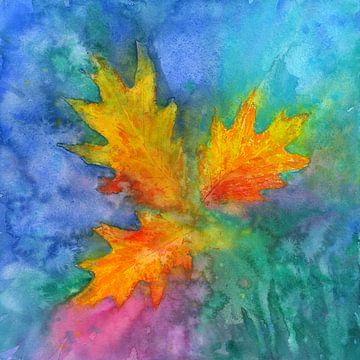 Three oak leaves by Karen Kaspar