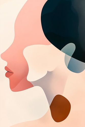 Abstract portret in zachte kleuren