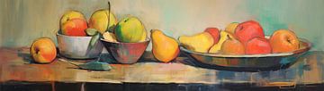 Kleurrijke fruitmand van Abstract Schilderij