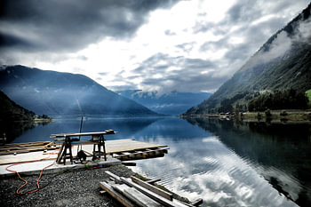 Arbeiten am Sognefjord (Fv13 - Norwegen)