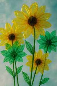 Bunte Plastikblumen: Blühende Kunst