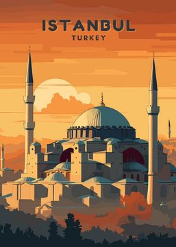 Istanbul Turkey The Blue Mosque Evening by Art Kingdom