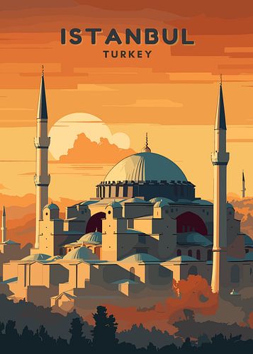 Istanbul Turkije De Blauwe Moskee Avond