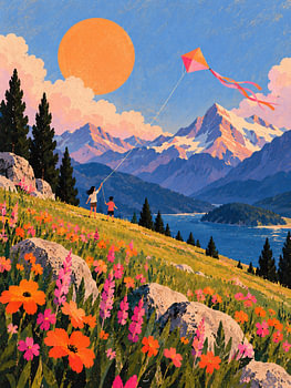Drachensteigen am Bergsee – Sommer in den Alpen