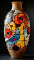 Colourful vase with details standing panorama