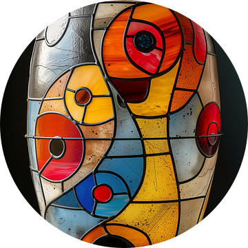 Kleurrijke vaas met details staand panorama