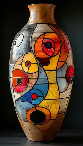 Kleurrijke vaas met details staand panorama van TheXclusive Art