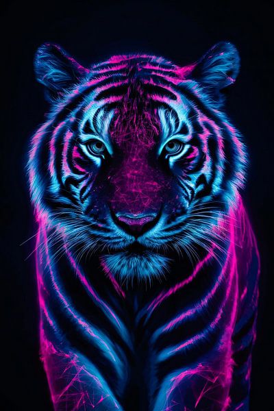 Neon tijger in digitale kunststijl van Art & Soul Creations