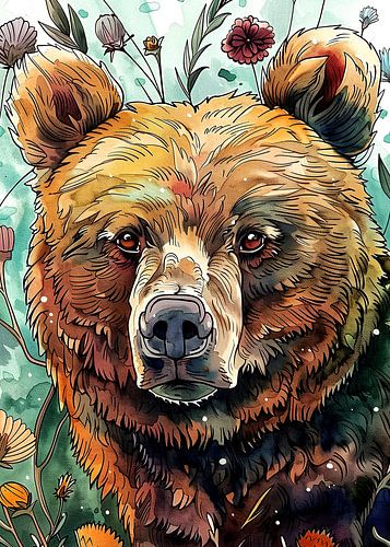 Dier Bear aquarel Animal Art