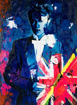 Motief Portret - David Bowie Union Jacks - The Duke Chic - Deep Blue van Felix von Altersheim