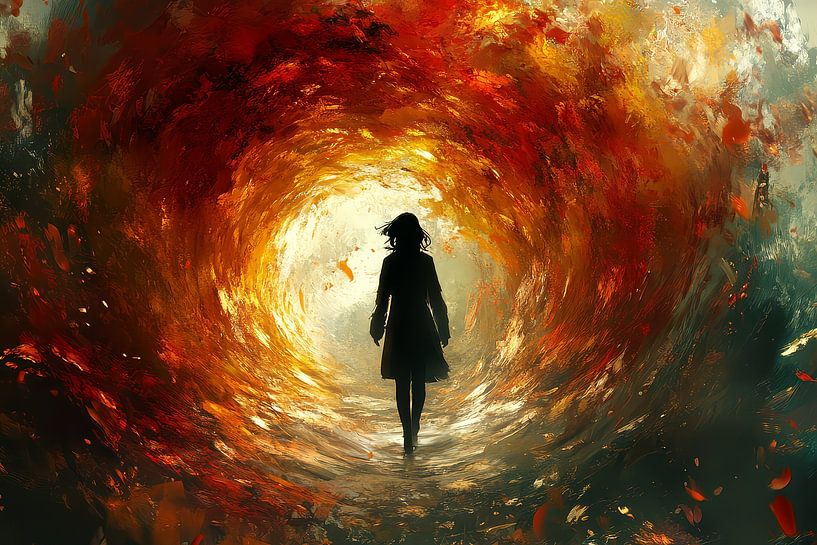 peinture spirituelle femme dans un tunnel par Egon Zitter