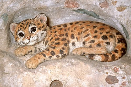 Vintage schilderij van een luipaard