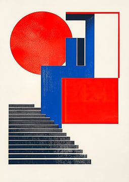 Bauhaus architecture red blue white
