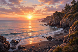 Sunset Over Rocky Coastline by Markus Gann