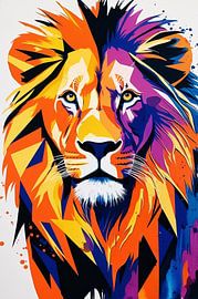 Bunte abstrakte Löwenkopfkunst von Art & Soul Creations