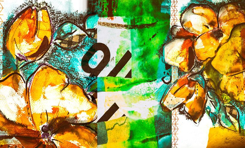 bloemenkunst, papiercollage en acryl von Ariadna de Raadt-Goldberg