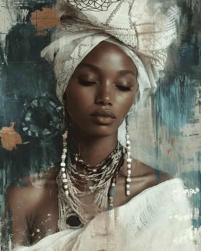 Mixed media portret van een Afrikaanse vrouw