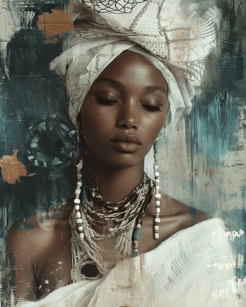 Gemischtes Medienporträt einer afrikanischen Frau von Carla Van Iersel