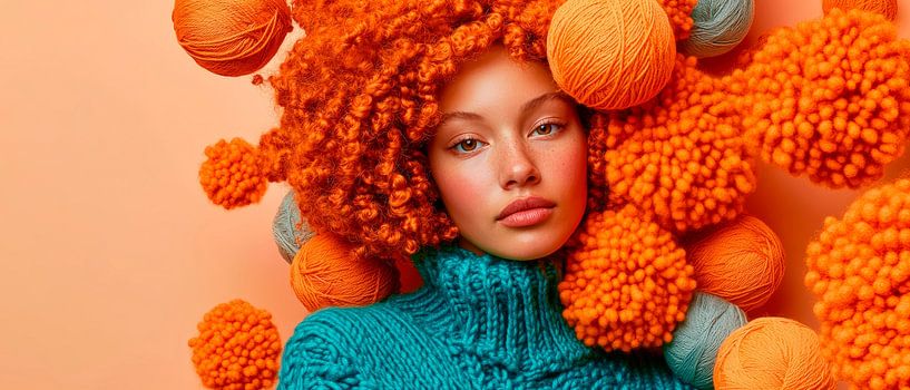 Creatief portret met wollen haar van Poster Art Shop