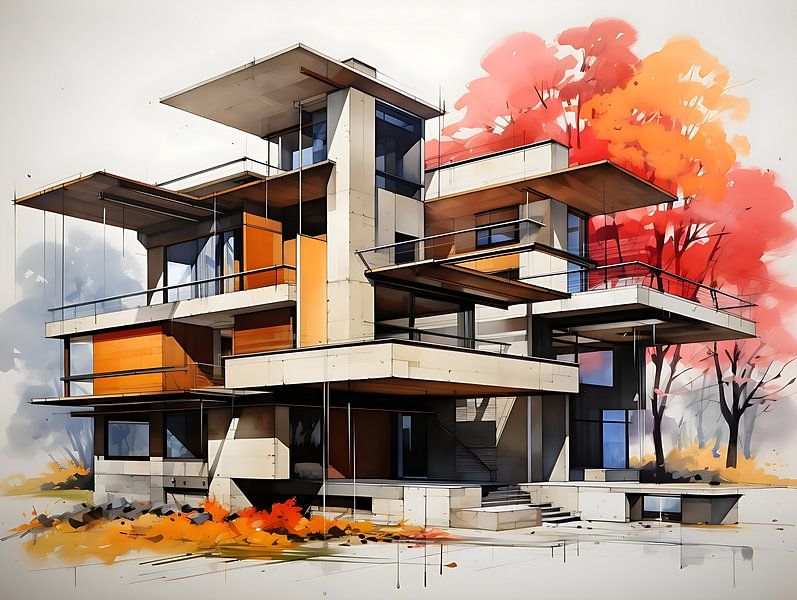 Skizze Architekturgebäude von PixelPrestige
