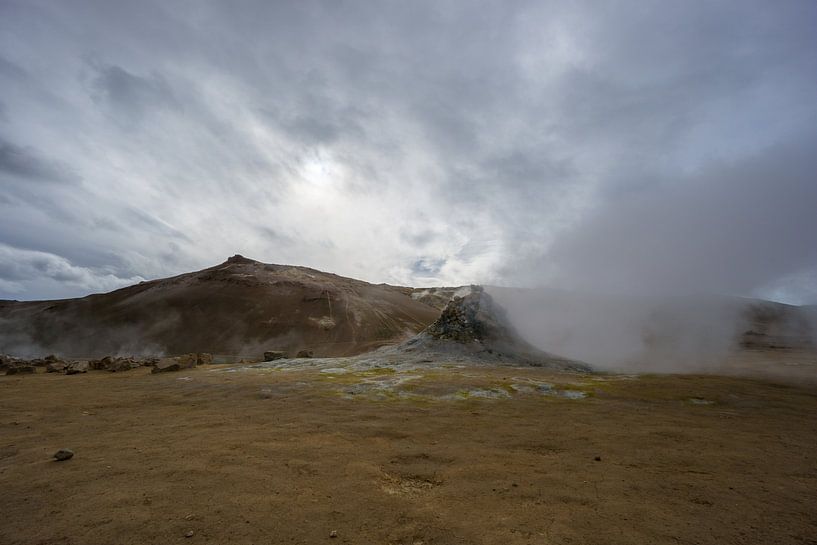 Iceland - Active fumarole pushing gas and hydrogen sulfide out of the yellow colored ground by adventure-photos