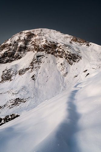 Kugelhorn before sunrise in winter after fresh snow
