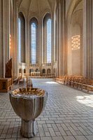 Expressionist church with baptismal font