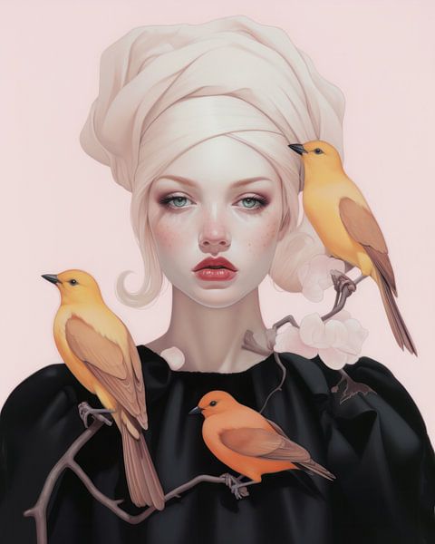 The girl with the birds by Carla Van Iersel