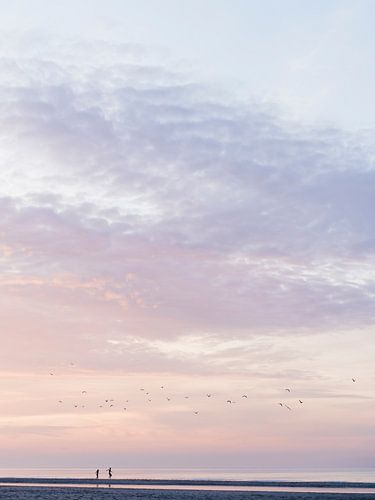 Zwemmen in de zee bij zonsondergang