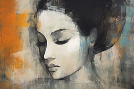 Frau Orange Porträt | Zitrus Gelassenheit Blick von Kunst Laune