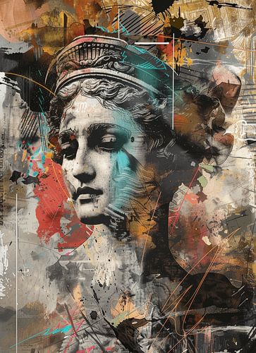 Griechische Büste im Pop-Art-Stil