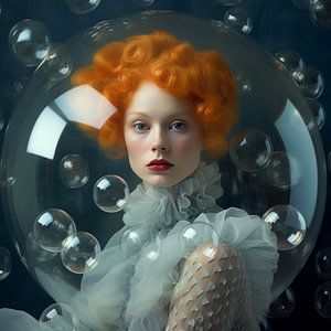 Portrait d'art contemporain "Vivre dans une bulle" sur Carla Van Iersel
