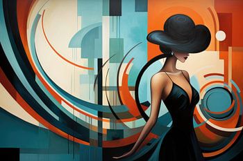 Abstract art deco style with a beautiful woman