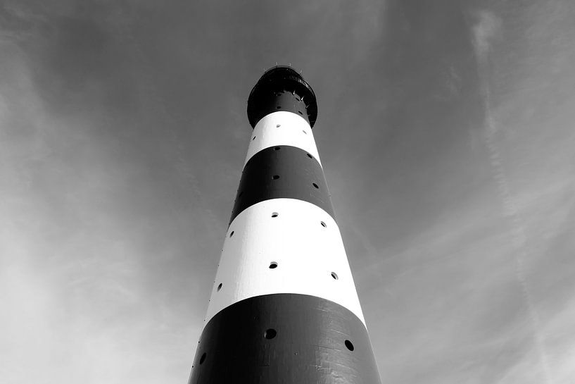 Vuurtoren Westerheversand - zwart-wit van Frank Herrmann