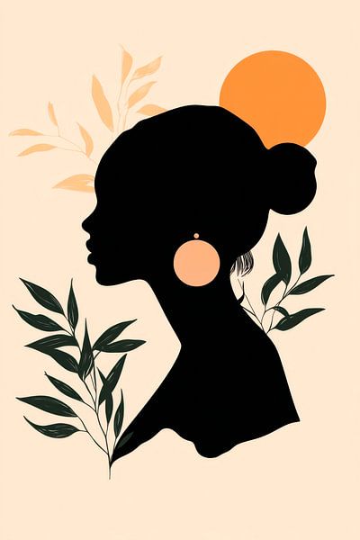 Silhouette élégante avec soleil par Poster Art Shop