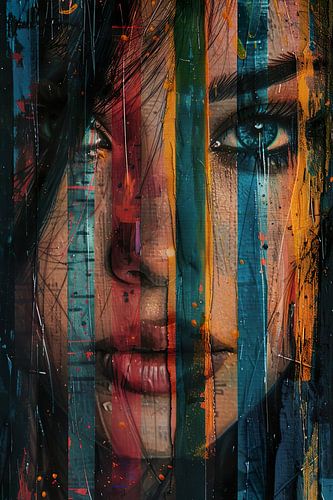 Abstract portrait with lines and face