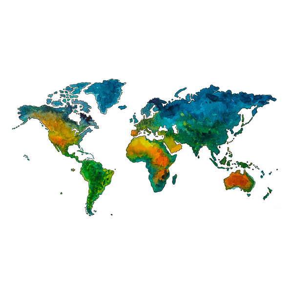Vrolijke Wereldkaart | Wandcirkel van WereldkaartenShop
