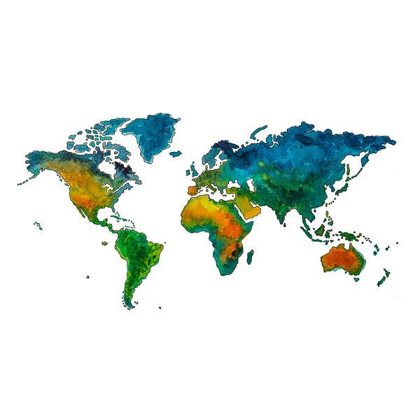 Fröhliche Weltkarte | Wandkreis von WereldkaartenShop