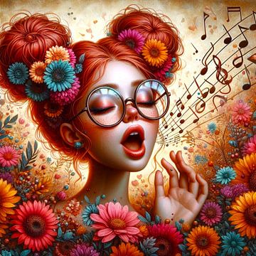 Singing with flowers van Bernhard Karssies