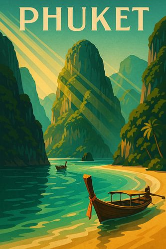 Phuket Serenity Bay - Art Deco Tropical Escape Poster