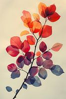 Branche à l'aquarelle avec feuilles d'automne