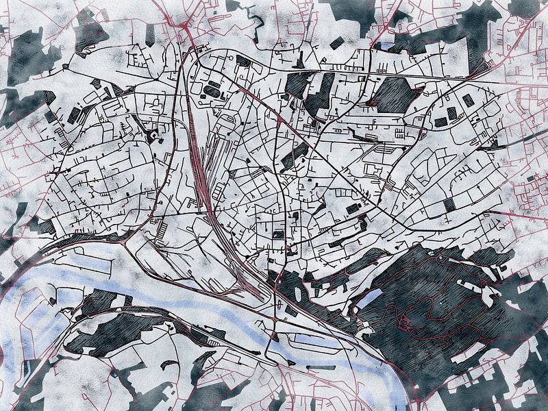 Map of Witten with the style 'White Winter' by Maporia