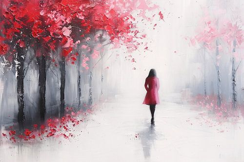 Vrouw wandelend in een herfstlandschap